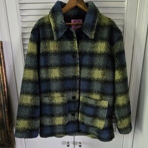 UNIF Plaid Sherpa Jacket Oversized M NWT